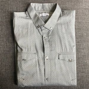 EUC Calvin Klein Gray Patterned Button Down Dress Shirt, Mens L, Long Sleeve